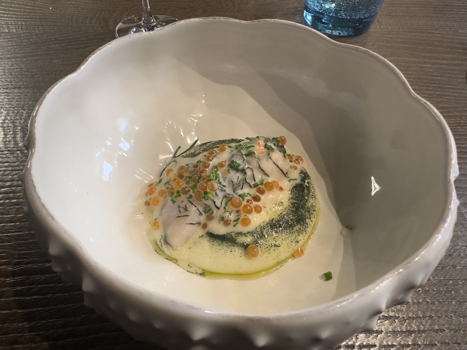 L'Odorat — asperge, persil, œuf, cerfeuil — menu Sens 7 Actes restaurant Colette