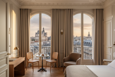 Suite avec vue sur les rooftops parisiens et l'Hôtel de Ville depuis le futur hôtel de luxe du BHV Marais