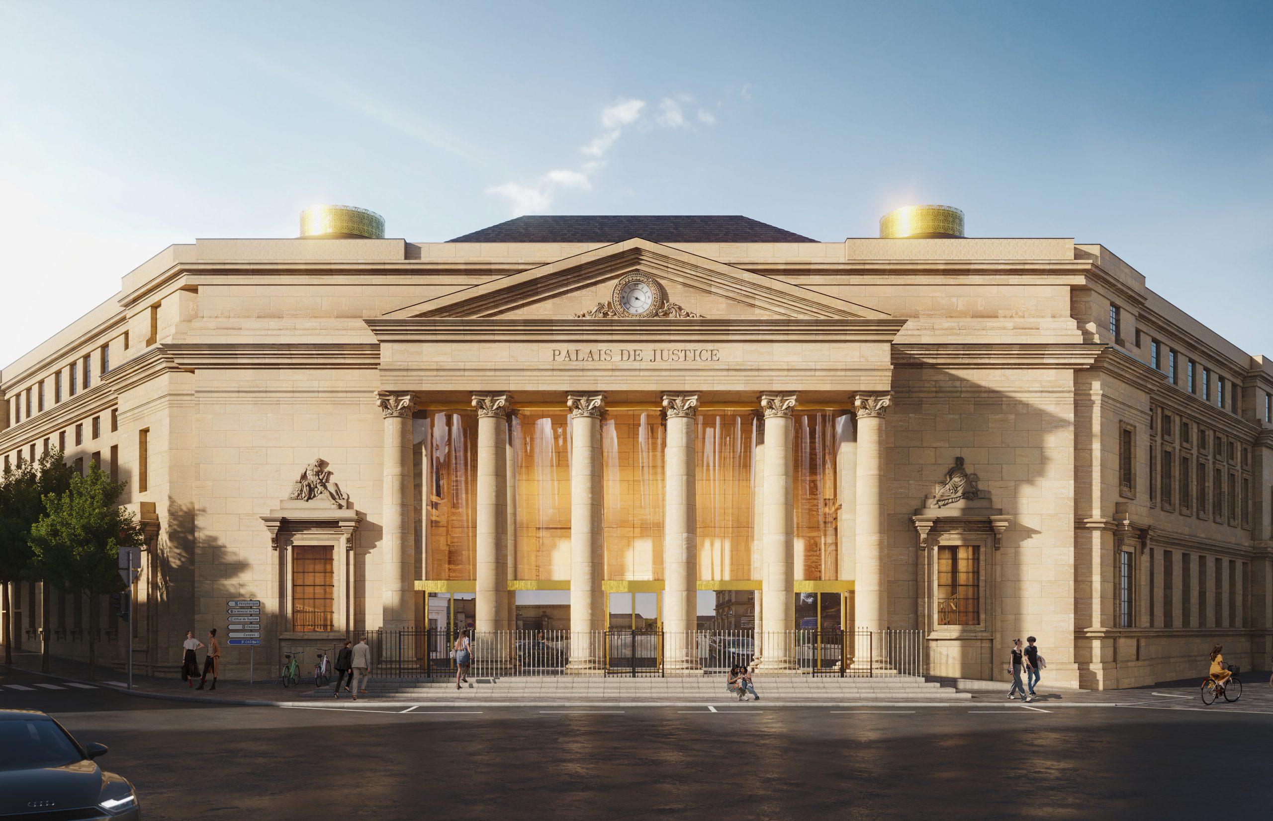 Péristyle dorique Palais Fontette Caen perspective rendering Equipage Architecture