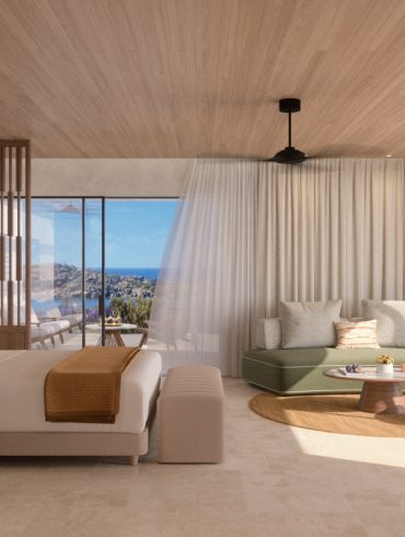 Suite avec vue mer du Fouquet's Mykonos signée Divercity Architects