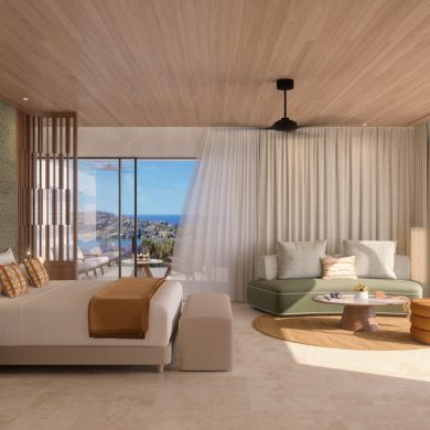 Suite avec vue mer du Fouquet's Mykonos signée Divercity Architects