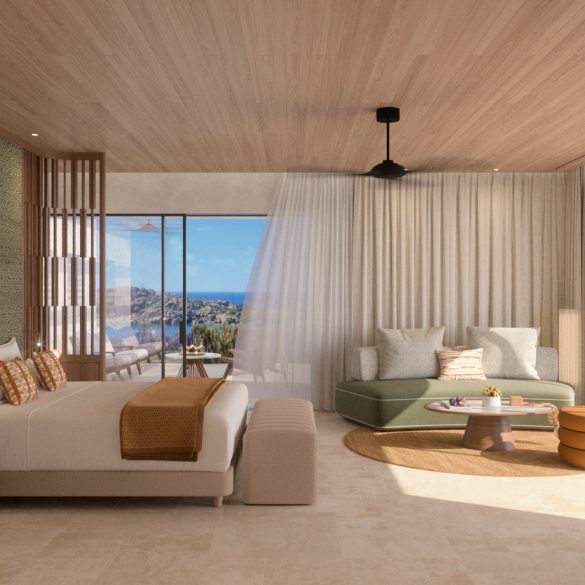 Suite avec vue mer du Fouquet's Mykonos signée Divercity Architects
