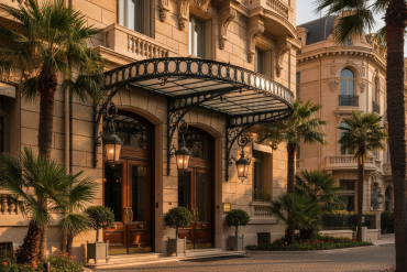 Entrée Belle Époque de l'Hôtel Métropole Monte-Carlo dans le Carré d'Or de Monaco