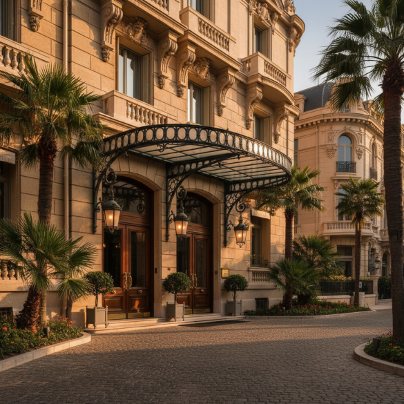 Entrée Belle Époque de l'Hôtel Métropole Monte-Carlo dans le Carré d'Or de Monaco