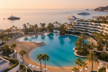 Lagon-piscine sablonneux du Monte-Carlo Bay Hotel & Resort à Monaco
