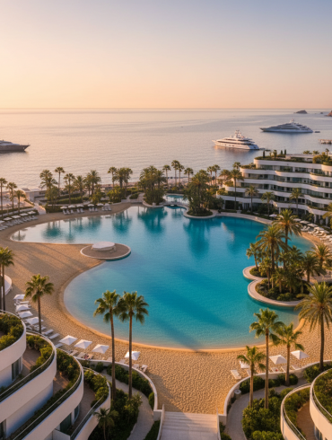 Lagon-piscine sablonneux du Monte-Carlo Bay Hotel & Resort à Monaco