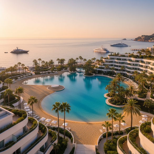 Lagon-piscine sablonneux du Monte-Carlo Bay Hotel & Resort à Monaco