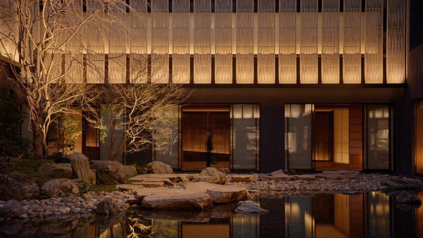 Traditional wooden townhouses inform interiors of Kengo Kuma-designed Capella Kyoto hotel