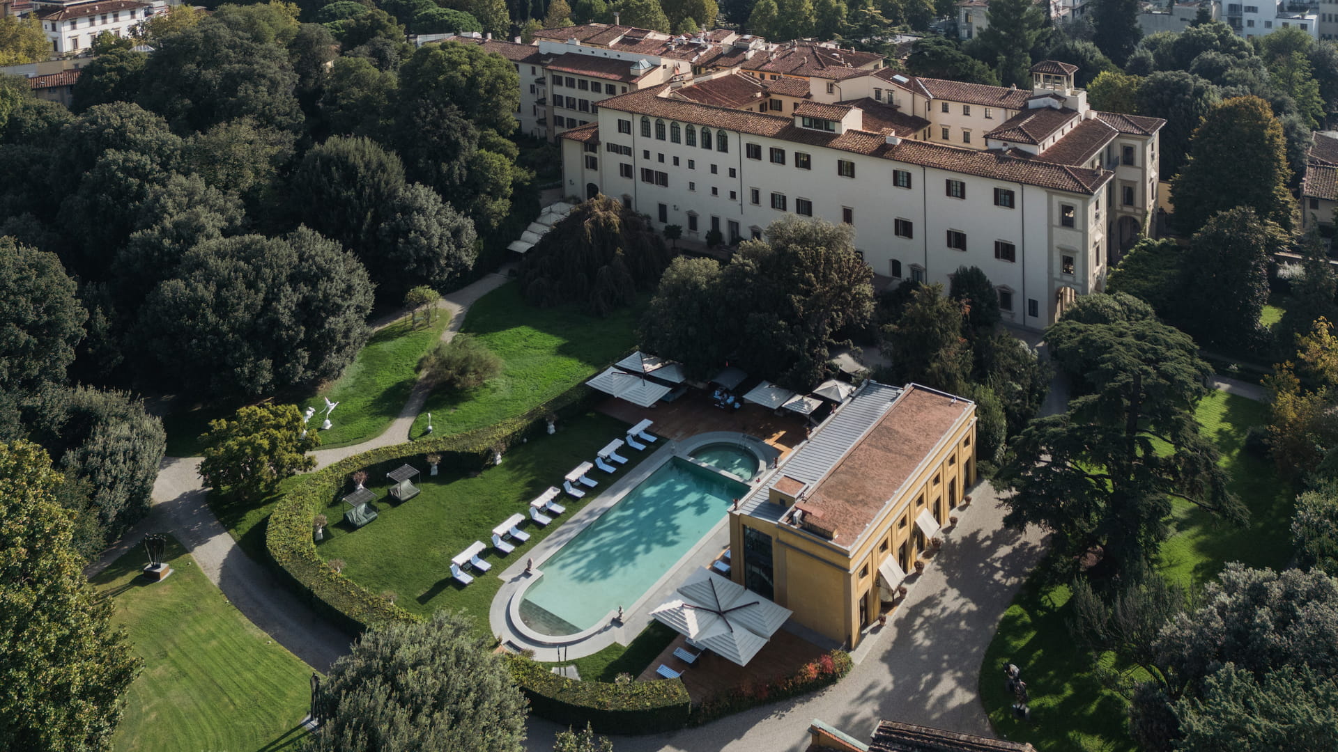 Vue aérienne piscine Four Seasons Hotel Firenze