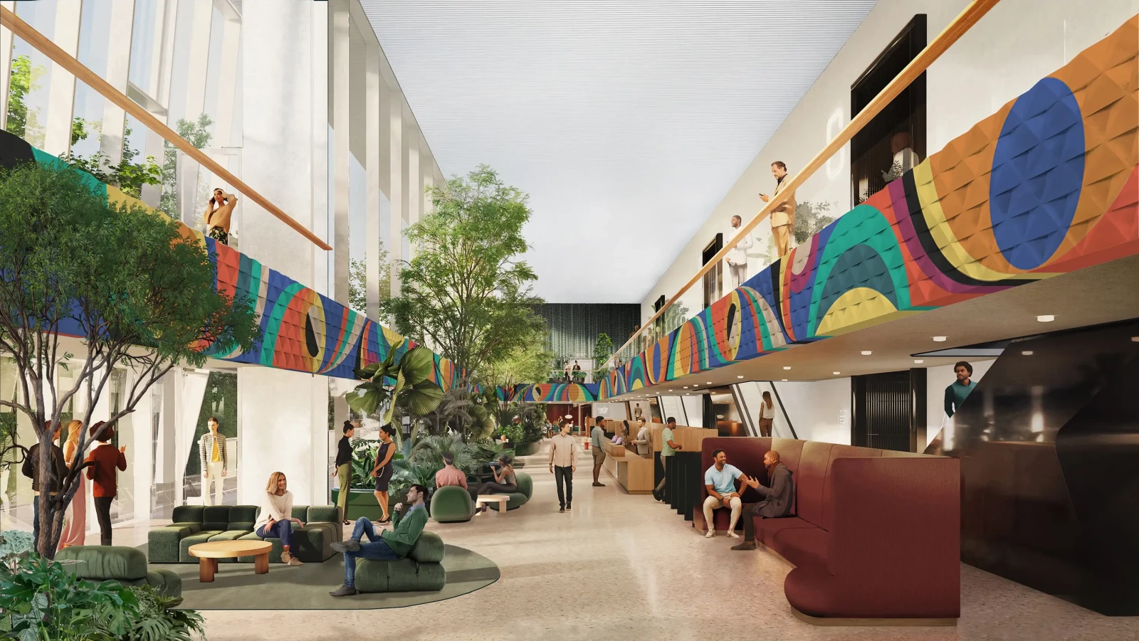 Lobby base Tour Triangle Paris ascenseurs panoramiques avenue Ernest Renan rendering