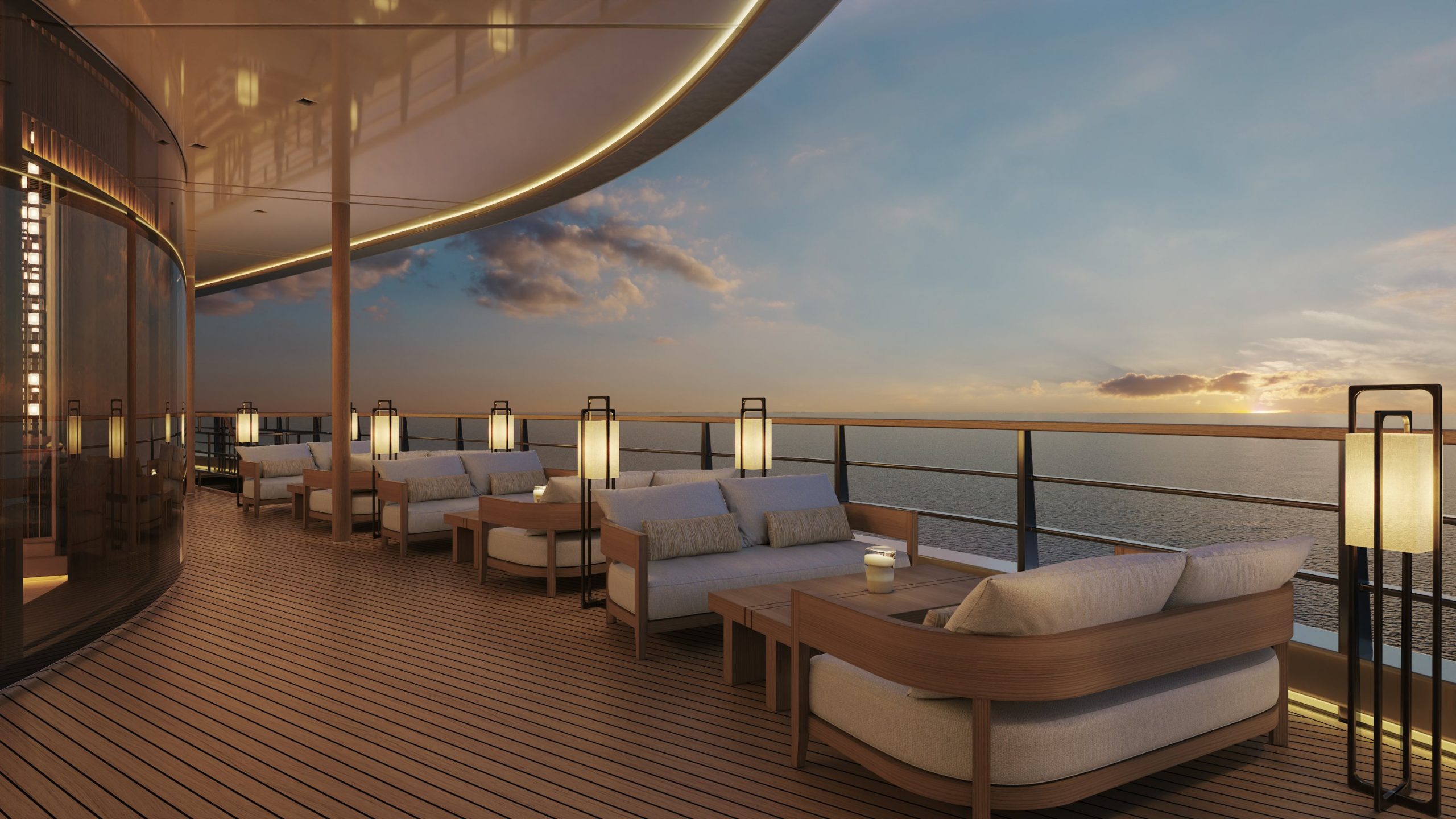 Le pont-lounge de l’Amangati au coucher du soleil