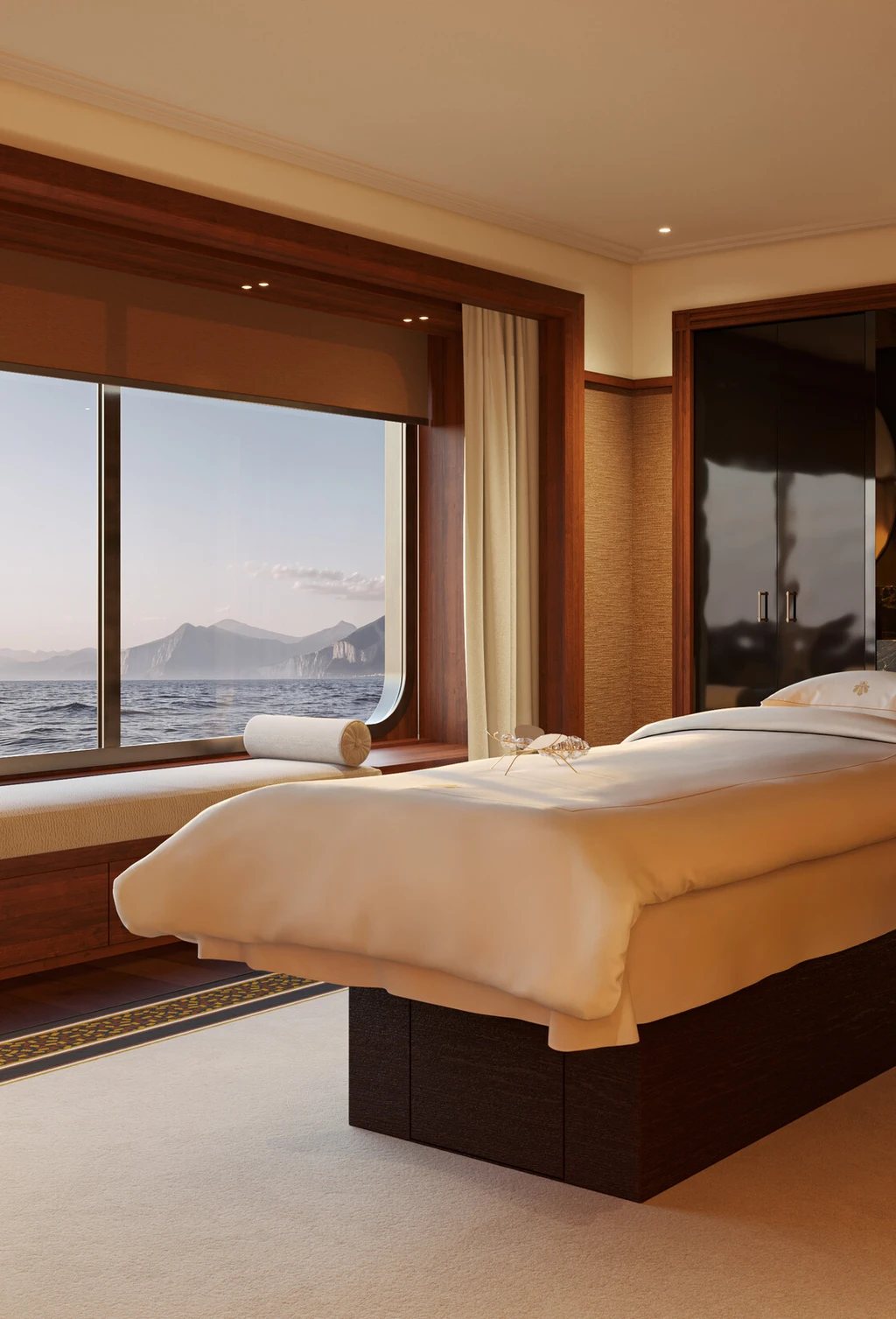 Une cabine de soin du Guerlain Spa avec vue sur la mer