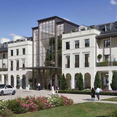 Vue d'architecte de la façade du futur hôtel 5 étoiles du Golf Paris Val d'Europe