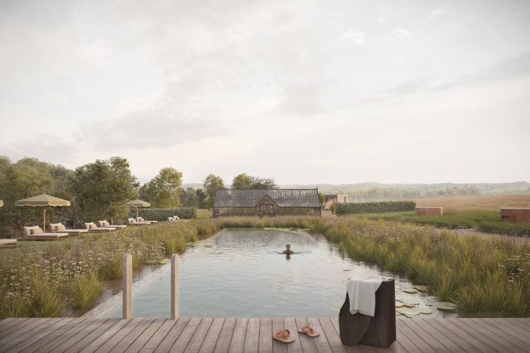 La piscine naturelle de Long Lane, premier hôtel sans alcool du Royaume-Uni