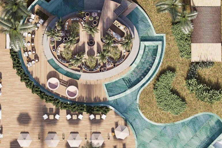 Vue aérienne du futur Nanö Beach Hotel à Subaúma, sur le littoral nord de Bahia