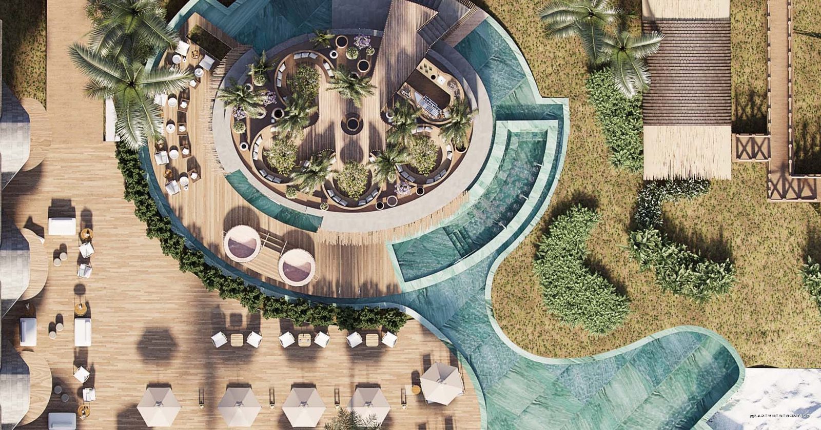 Vue aérienne du futur Nanö Beach Hotel à Subaúma, sur le littoral nord de Bahia