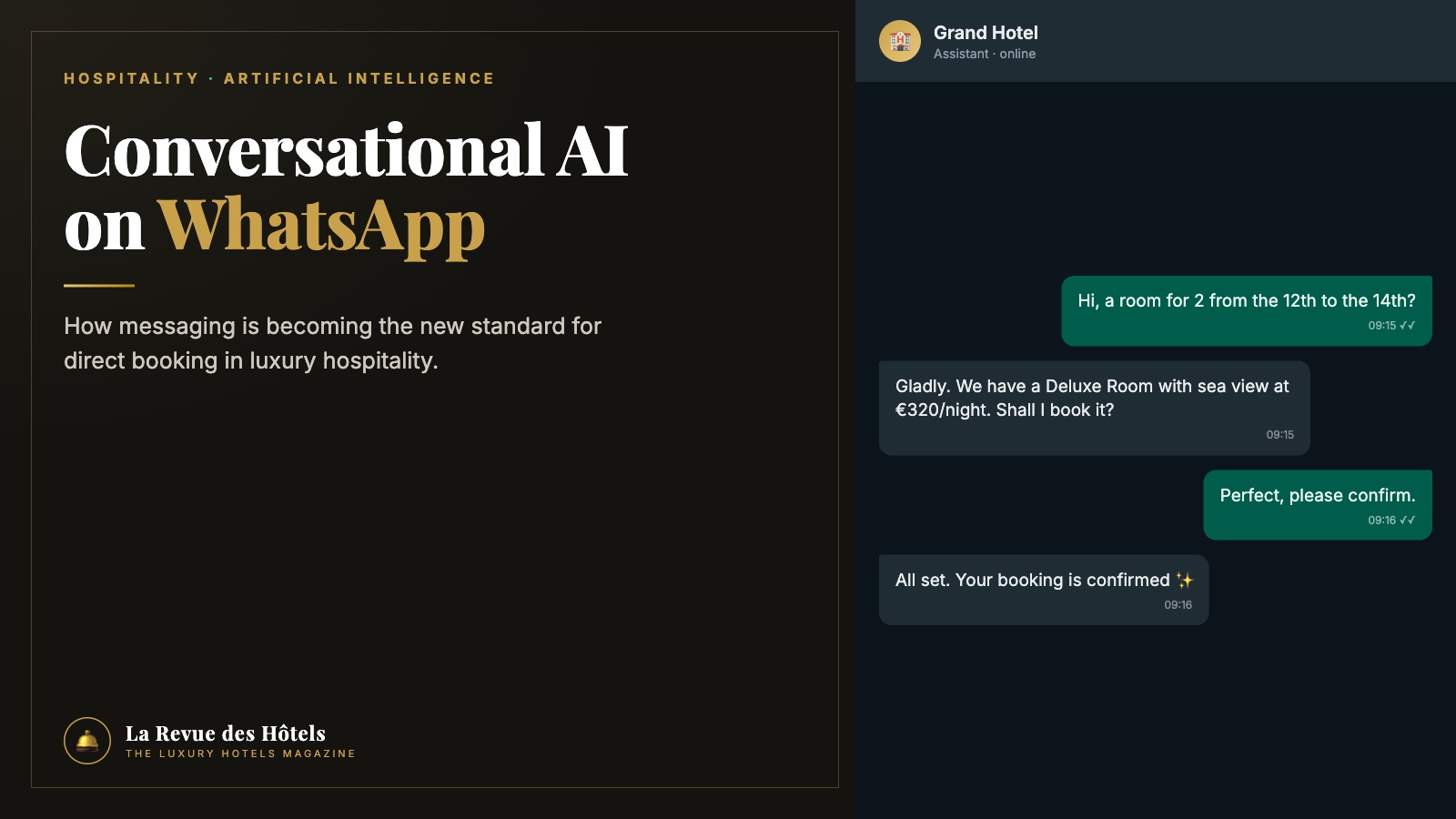 Conversational AI on WhatsApp, the new standard for direct hotel booking · La Revue des Hôtels