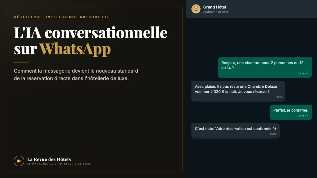 Réservation directe : l&rsquo;IA conversationnelle sur WhatsApp devient le nouveau standard de l&rsquo;hôtellerie de luxe