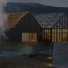 Le pavillon de bain du lagon géothermique Reykjaböð, à l'entrée de la vallée de Reykjadalur