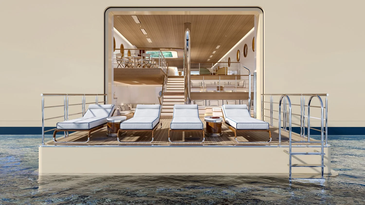 La plateforme marina du Four Seasons I, au ras de l'eau