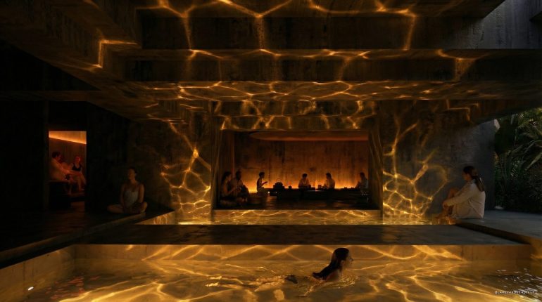 Le grand bassin du Midjourney Spa à San Francisco, rendu de Basalt Architects