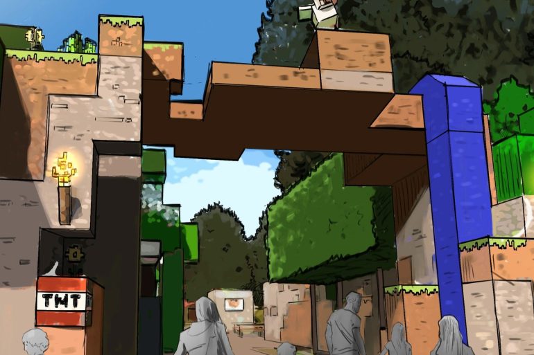 La zone Minecraft World qui ouvrira en 2027 au parc Chessington, près de Londres