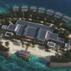 Vue aérienne du futur resort ONE BANYAN Amaraa Faru, dans l'atoll de Kaafu, aux Maldives