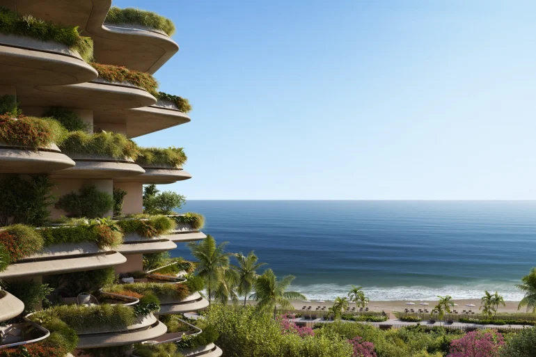 Vue d'artiste du projet Tempo, à Praia Brava, signé Foster + Partners