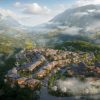 Vue aérienne des 79 villas de The Residences at InterContinental Sapa Resort dans la vallée de Muong Hoa, sous les nuages