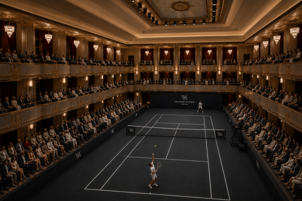 L&rsquo;hôtel Waldorf Astoria New York transforme sa salle de bal en court de tennis