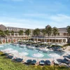 Rendu de la future piscine centrale du resort The Ocean Cliffs at Dana Point, ex-Laguna Cliffs Marriott, en Californie