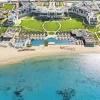 Vue aérienne du Rixos Murjana à King Abdullah Economic City, plage et lagon de la mer Rouge