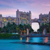 The Royal de l'Atlantis Paradise Island au crépuscule, où Andrea Bocelli chantera le soir du réveillon 2026