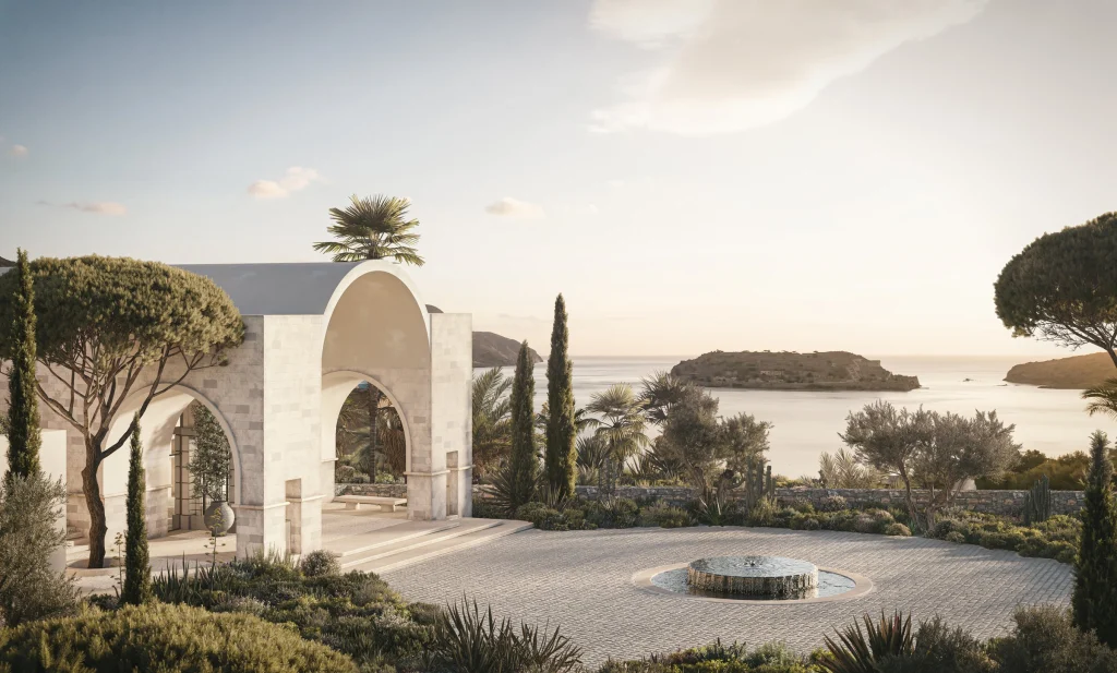 85 piscines privées face à l&rsquo;île de Spinalonga : le resort Rosewood Blue Palace rouvrira en 2027 en Crète